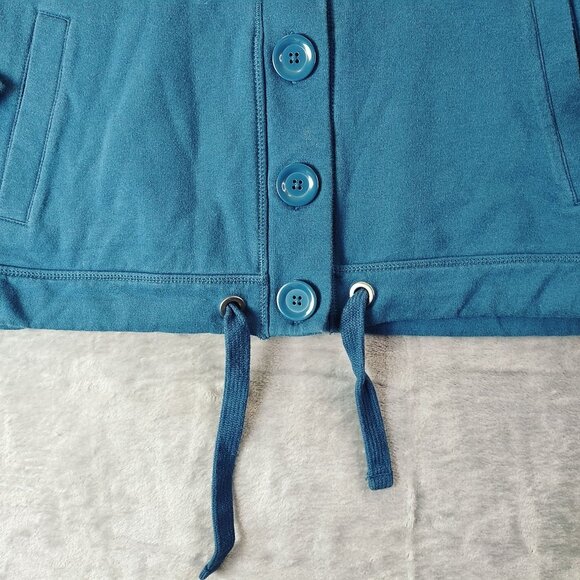 Eddie Bauer Women’s XL Blue Button Front Jacket High Neck Casual Layering Coat - Picture 2 of 11